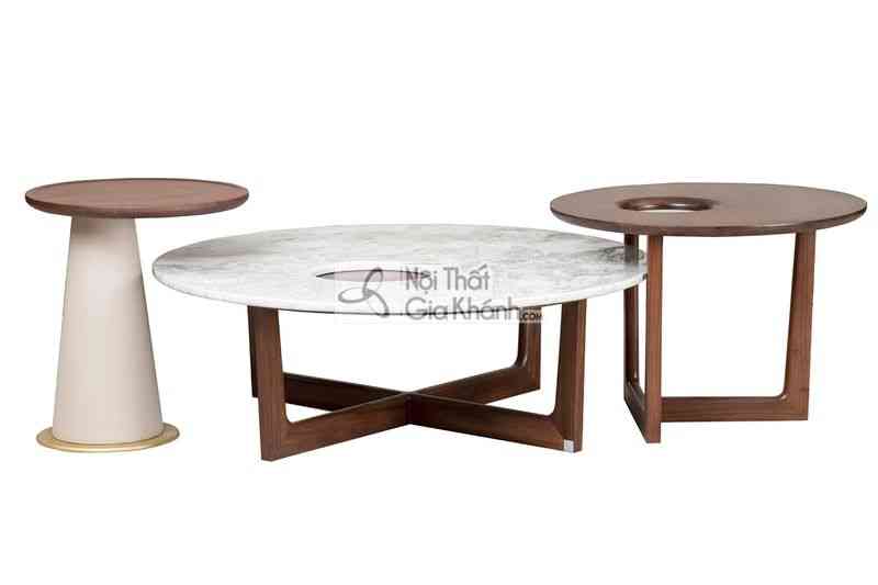 Bàn trà (Bàn Sofa) thấp hình tròn mặt đá gỗ sang trọng BT1911-4D