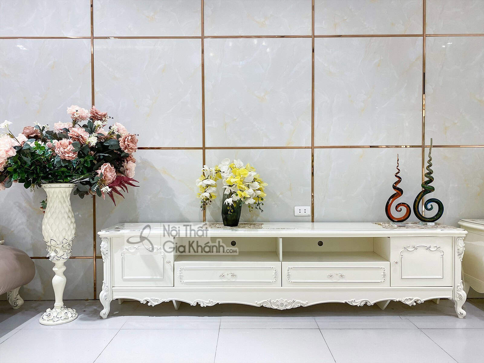 Kệ Gỗ Để Tivi Gỗ Công Nghiệp 2M4 Cho Phòng Khách Lớn KT8801HG-24