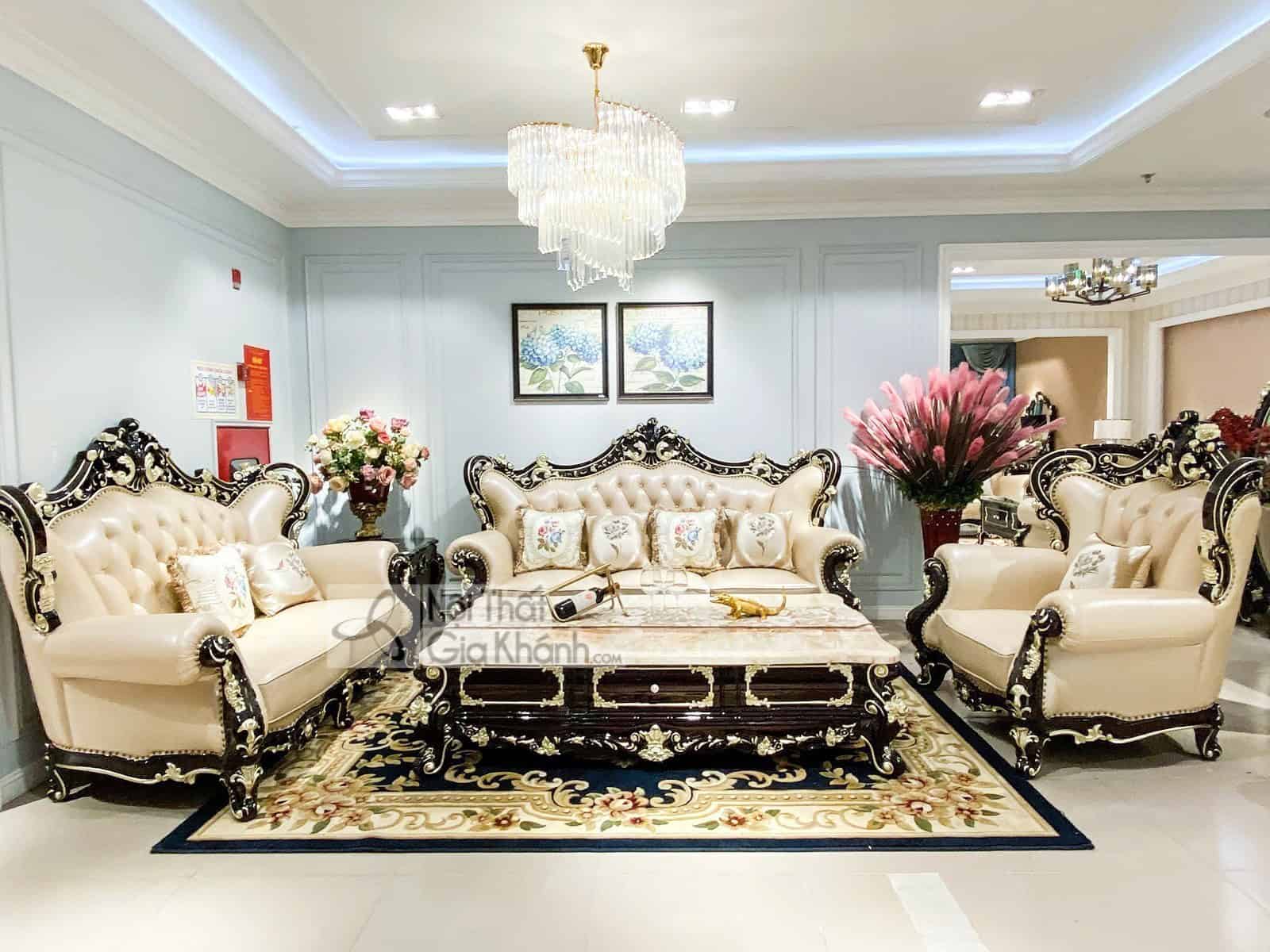 Sofa tân cổ điển da phong cách Pháp sang trọng SB921G-123