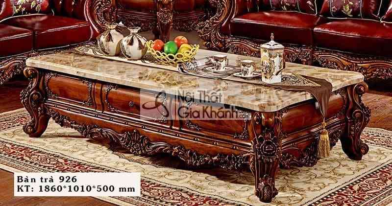 Bàn trà cổ điển gỗ gõ đỏ mặt đá Hồng ngọc long cao cấp 926BT