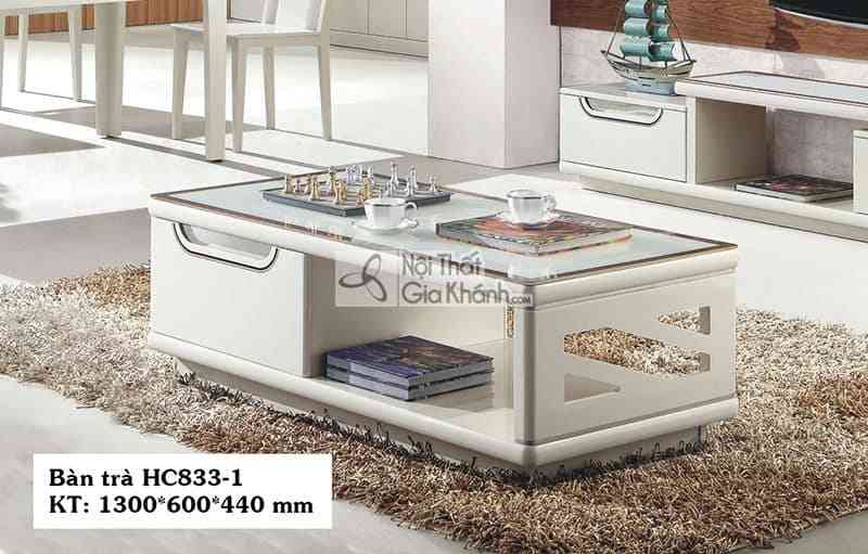Bàn trà phòng khách hiện đại mặt kính cường lực cao cấp HC833-1