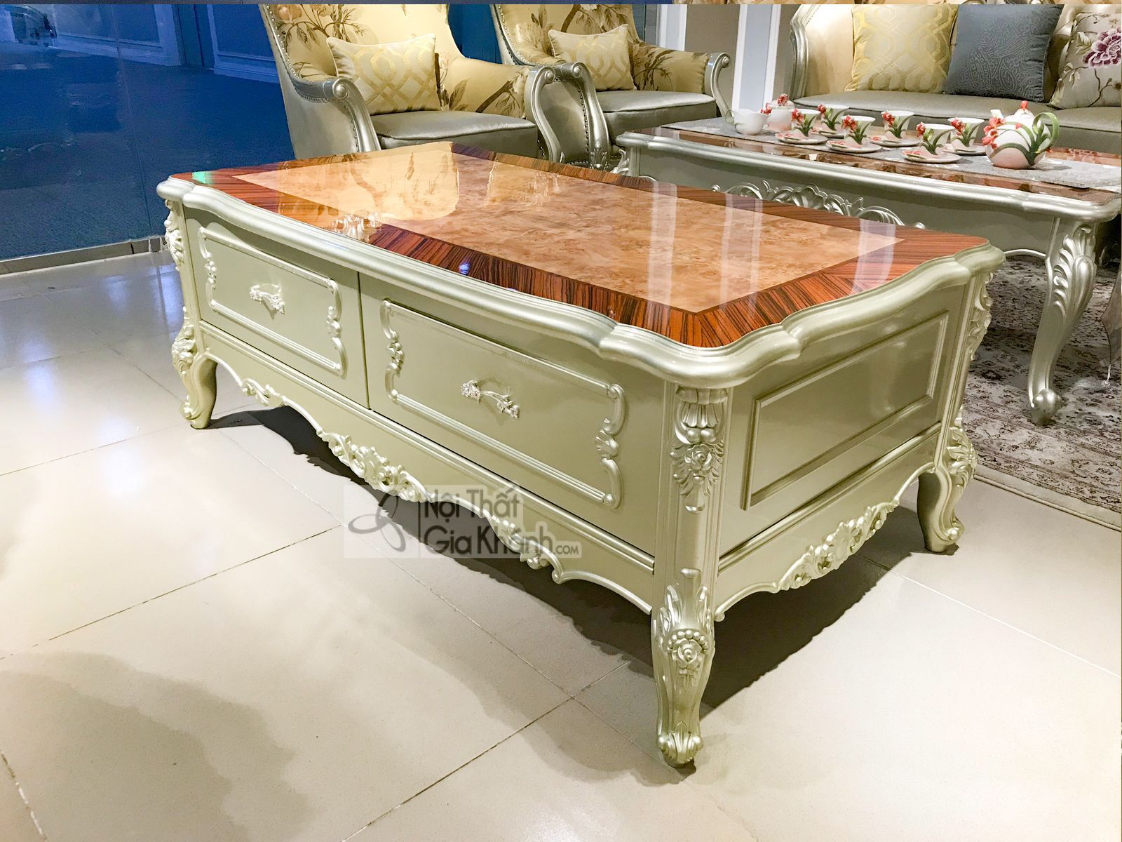 Bàn trà (Bàn sofa) gỗ phòng khách tân cổ điển sang trọng GK8801BT1.4
