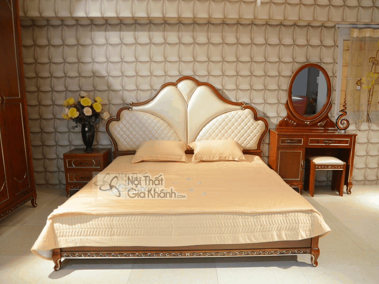 Giường Ngủ Đôi Tân Cổ Điển Cao Cấp Gỗ Sồi Tự Nhiên H8818Al Giường Ngủ Đôi Tân Cổ Điển Cao Cấp Gỗ Sồi Tự Nhiên H8818Al - giuong ngu go tu nhien 6