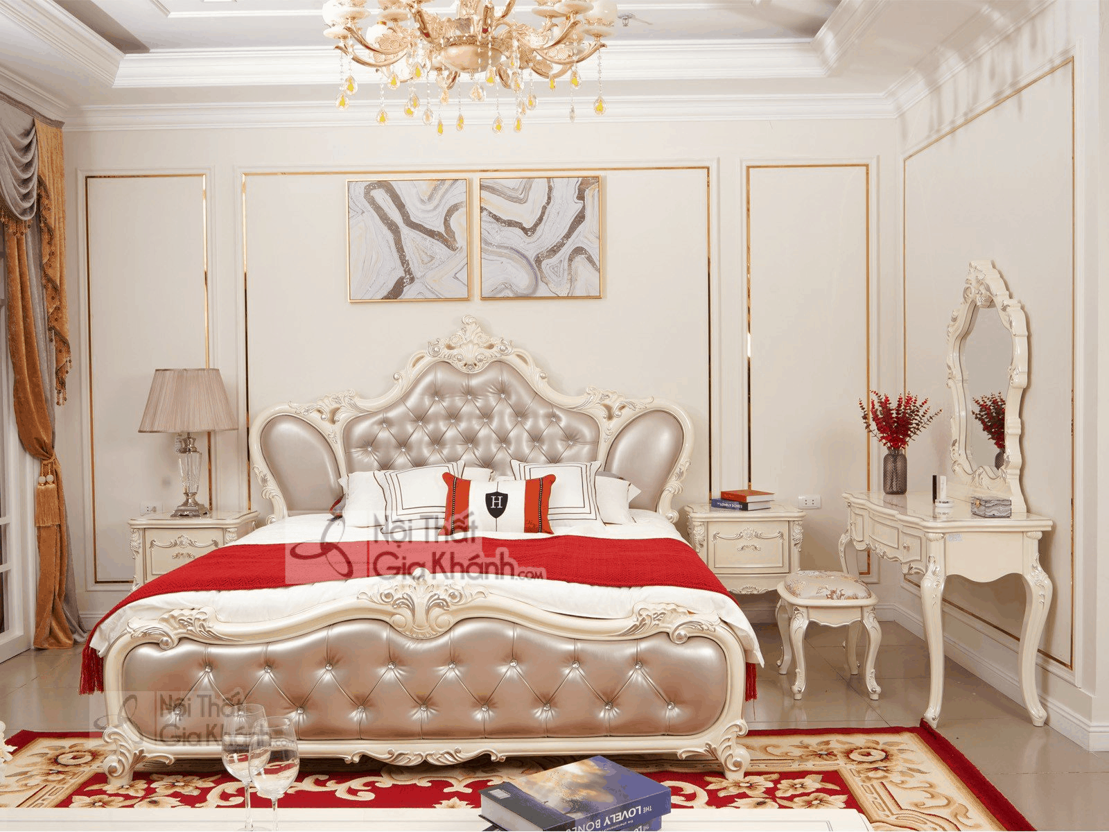 Giường Ngủ Đôi Tân Cổ Điển Cao Cấp Gỗ Sồi Tự Nhiên H8818Al Giường Ngủ Đôi Tân Cổ Điển Cao Cấp Gỗ Sồi Tự Nhiên H8818Al - giuong ngu go tu nhien 7