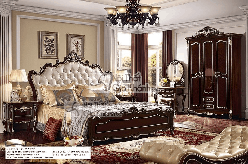 Giường Ngủ Đôi Tân Cổ Điển Cao Cấp Gỗ Sồi Tự Nhiên H8818Al Giường Ngủ Đôi Tân Cổ Điển Cao Cấp Gỗ Sồi Tự Nhiên H8818Al - giuong ngu go tu nhien 9