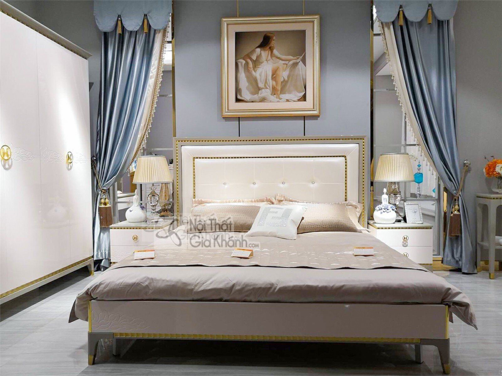 Giường ngủ bọc nệm tân cổ điển GK- 012AL