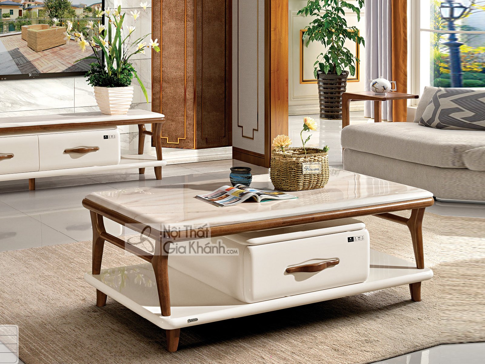 Bàn trà sofa mặt đá hiện đại BT513D-13