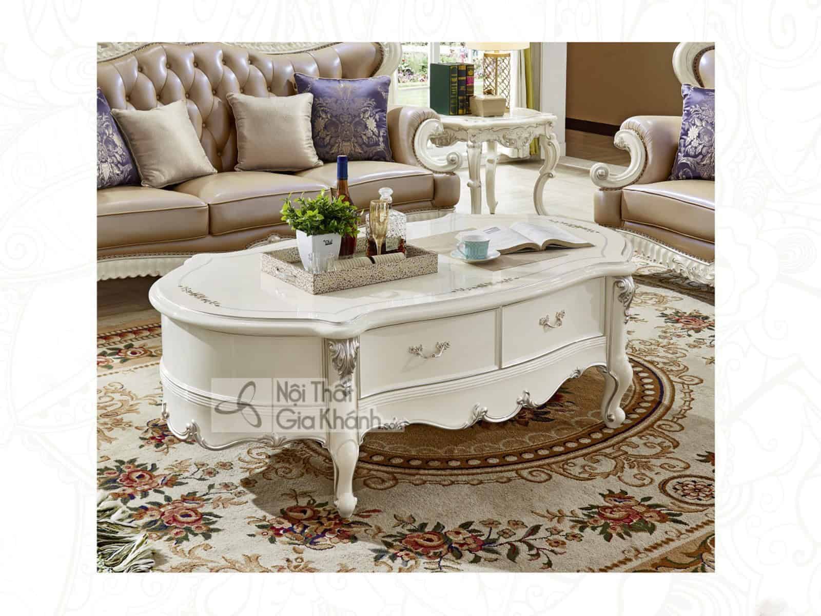 Bàn Trà Sofa Nhập Khẩu Màu Trắng Kem BT8802HG-158
