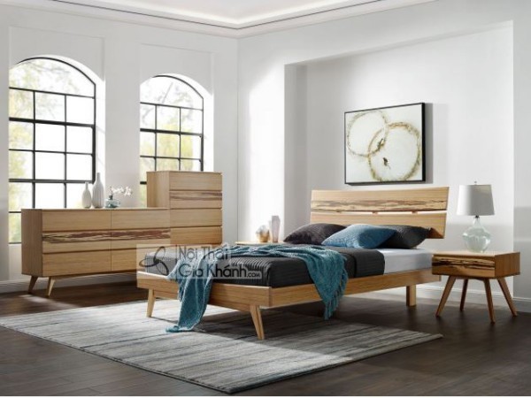 Giường ngủ gỗ tự nhiên gọn gàng