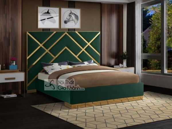 giường gỗ cao cấp đẹp màu xanh