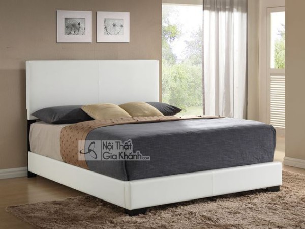giường ngủ đẹp khung gỗ sơn trắng