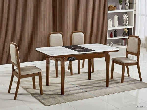 Bàn ăn thu gọn mở rộng có bếp từ