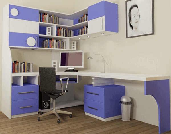 Bàn học góc tường cho học sinh rộng lớn
