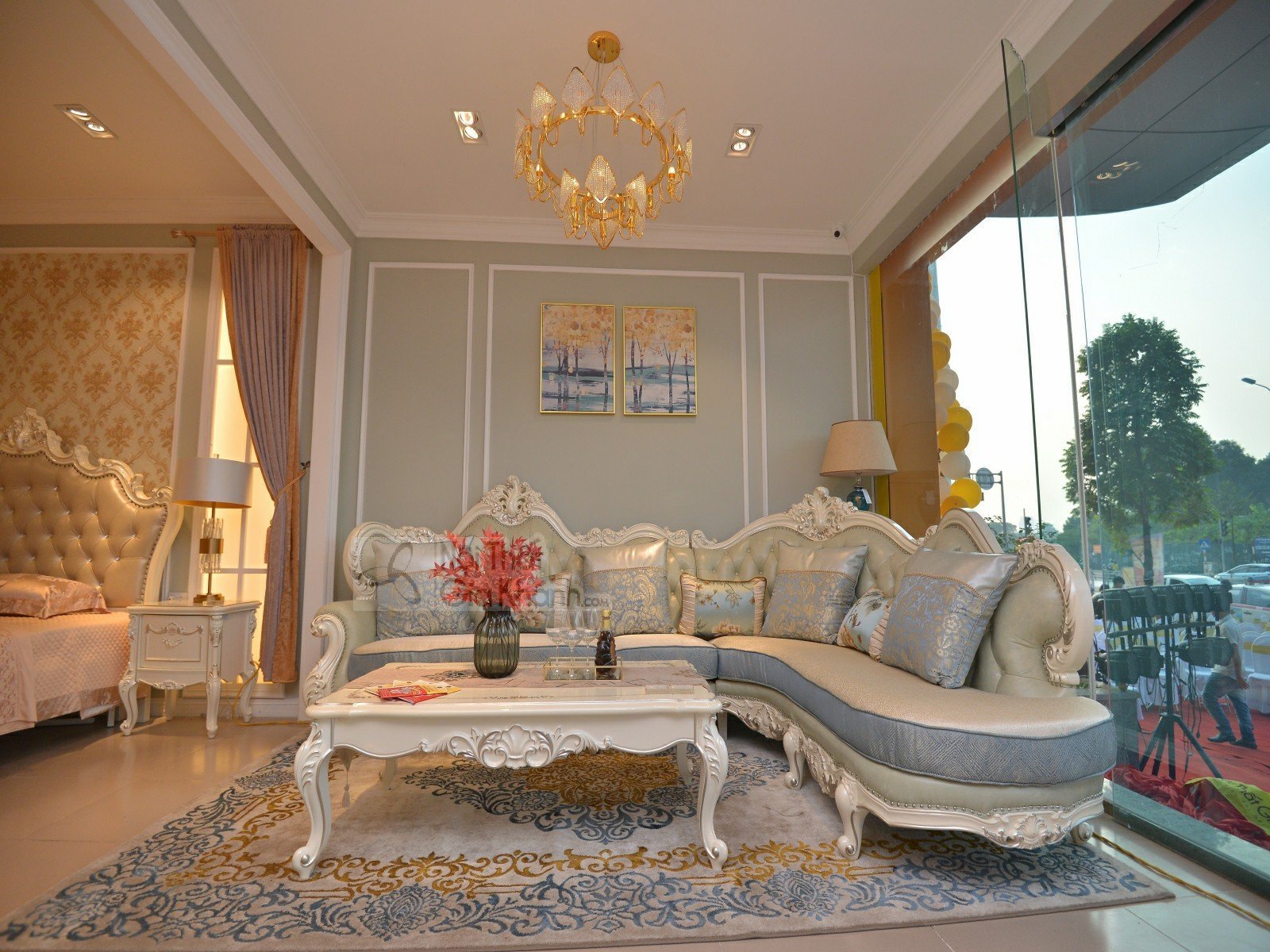 BỘ SOFA DA ĐẶT GÓC TÂN CỔ ĐIỂN ST959H-2