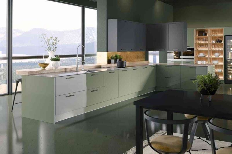 33 MẪU THIẾT KẾ NỘI THẤT PHÒNG BẾP 33 MẪU THIẾT KẾ NỘI THẤT PHÒNG BẾP - showroom noi that nhap khau Grey and green kitchen 800x533
