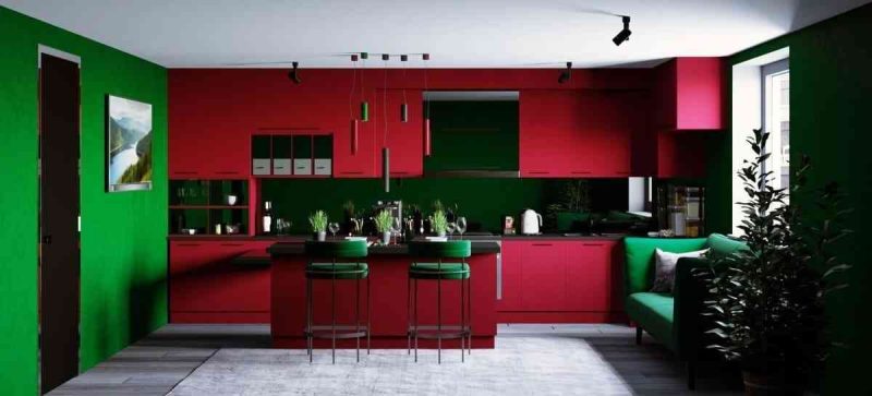 33 MẪU THIẾT KẾ NỘI THẤT PHÒNG BẾP 33 MẪU THIẾT KẾ NỘI THẤT PHÒNG BẾP - showroom noi that nhap khau Red and green kitchen 800x363