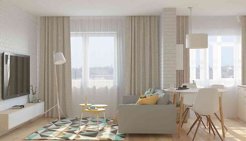 15 xu hướng thiết kế phòng khách với không gian nhỏ 15 xu hướng thiết kế phòng khách với không gian nhỏ - showroom noi that nhap khau light and bright living room with dining set 800x459