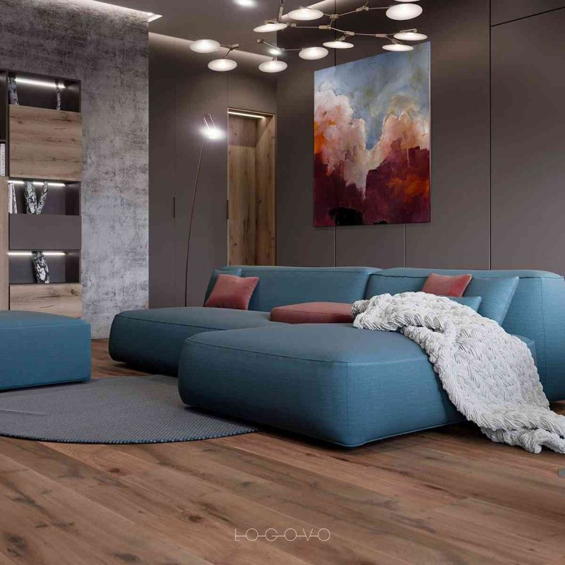 Thiết kế nội thất nhỏ và đẹp Thiết kế nội thất nhỏ và đẹp - showroom noi that nhap khau modern burgundy blue living room with square painting above couch 800x800