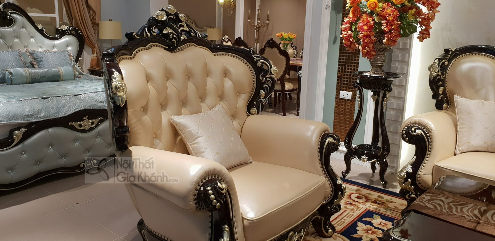 bộ bàn ghế sofa da hoàng gia bọc da
