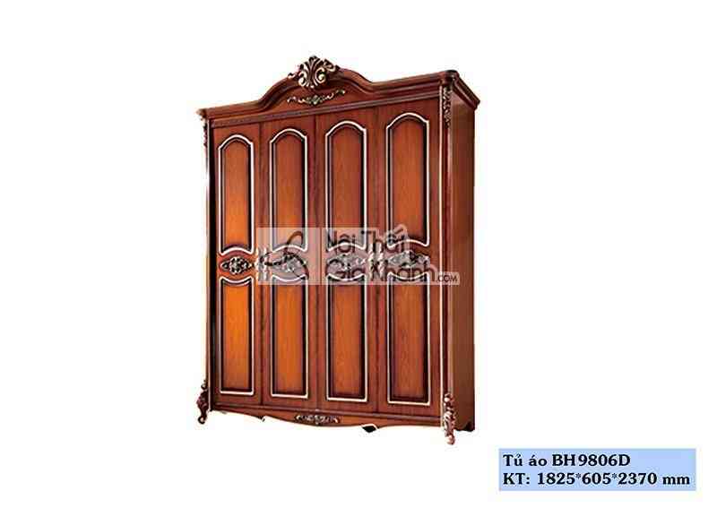 Tủ Áo Gỗ Lớn 4 Cánh 2 Buồng 1M8 Gỗ Công Nghiệp BH9806D4
